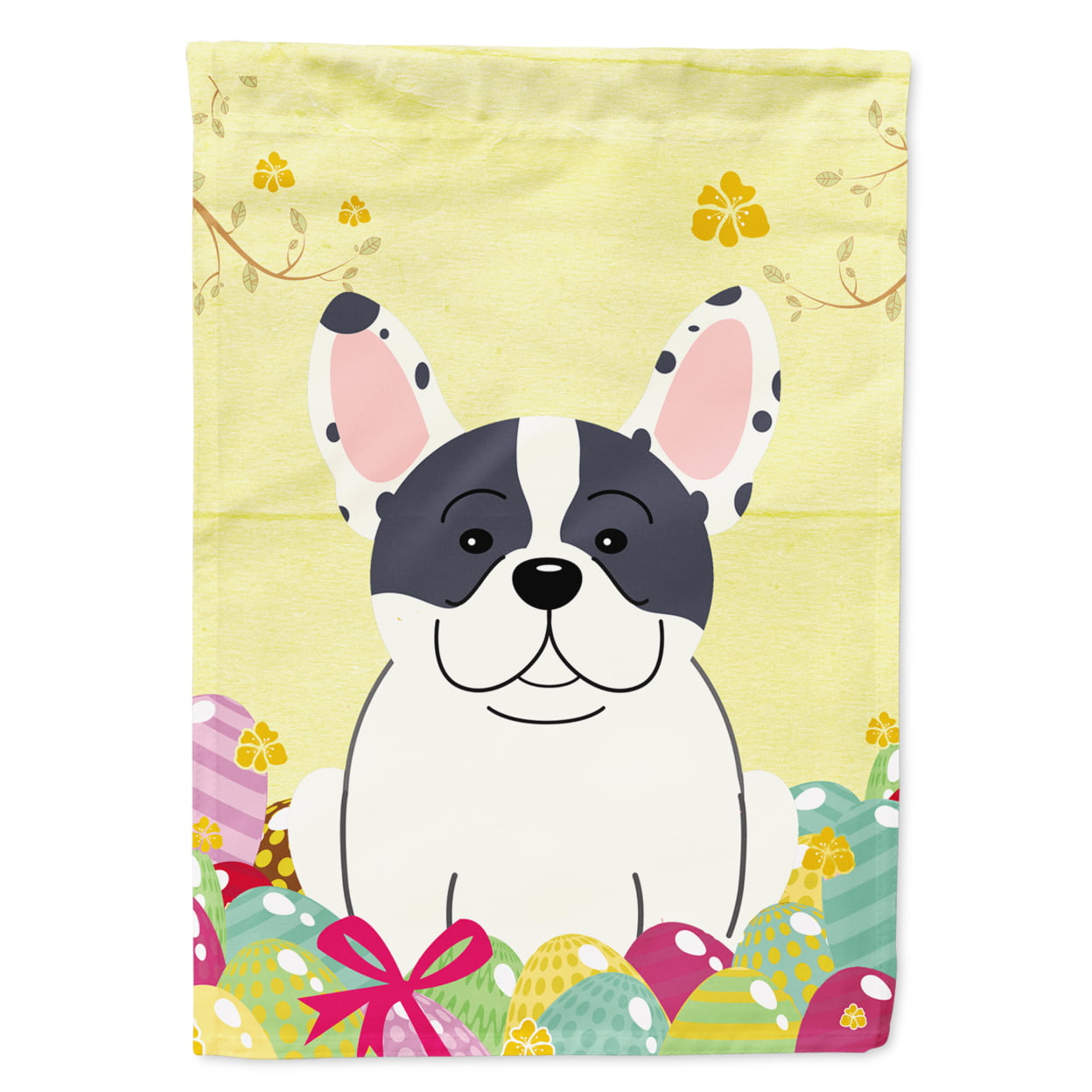 Easter Eggs French Bulldog Piebald Garden Size Flag