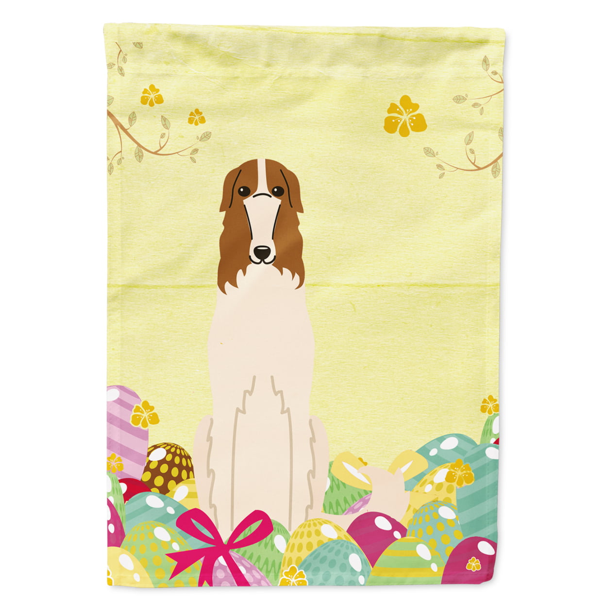 BB6023GF Easter Eggs Borzoi Garden Size Flag