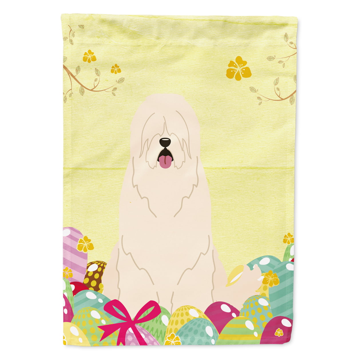 BB6024GF Easter Eggs South Russian Sheepdog Garden Size Flag