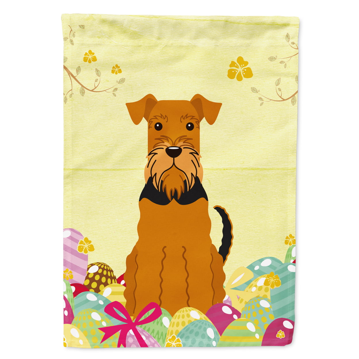 Easter Eggs Airedale Garden Size Flag