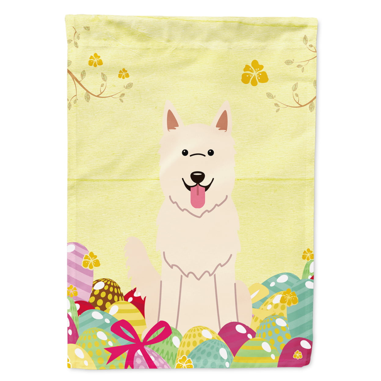 BB6045GF Easter Eggs White German Shepherd Garden Size Flag