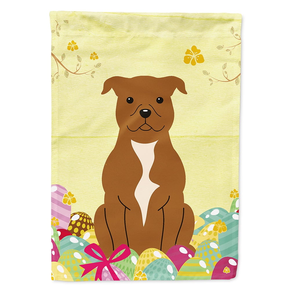 Easter Eggs Staffordshire Bull Terrier Brown Garden Size Flag