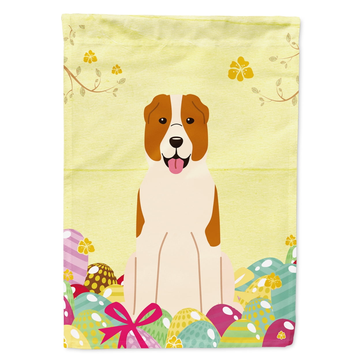 BB6049GF Easter Eggs Central Asian Shepherd Dog Garden Size Flag