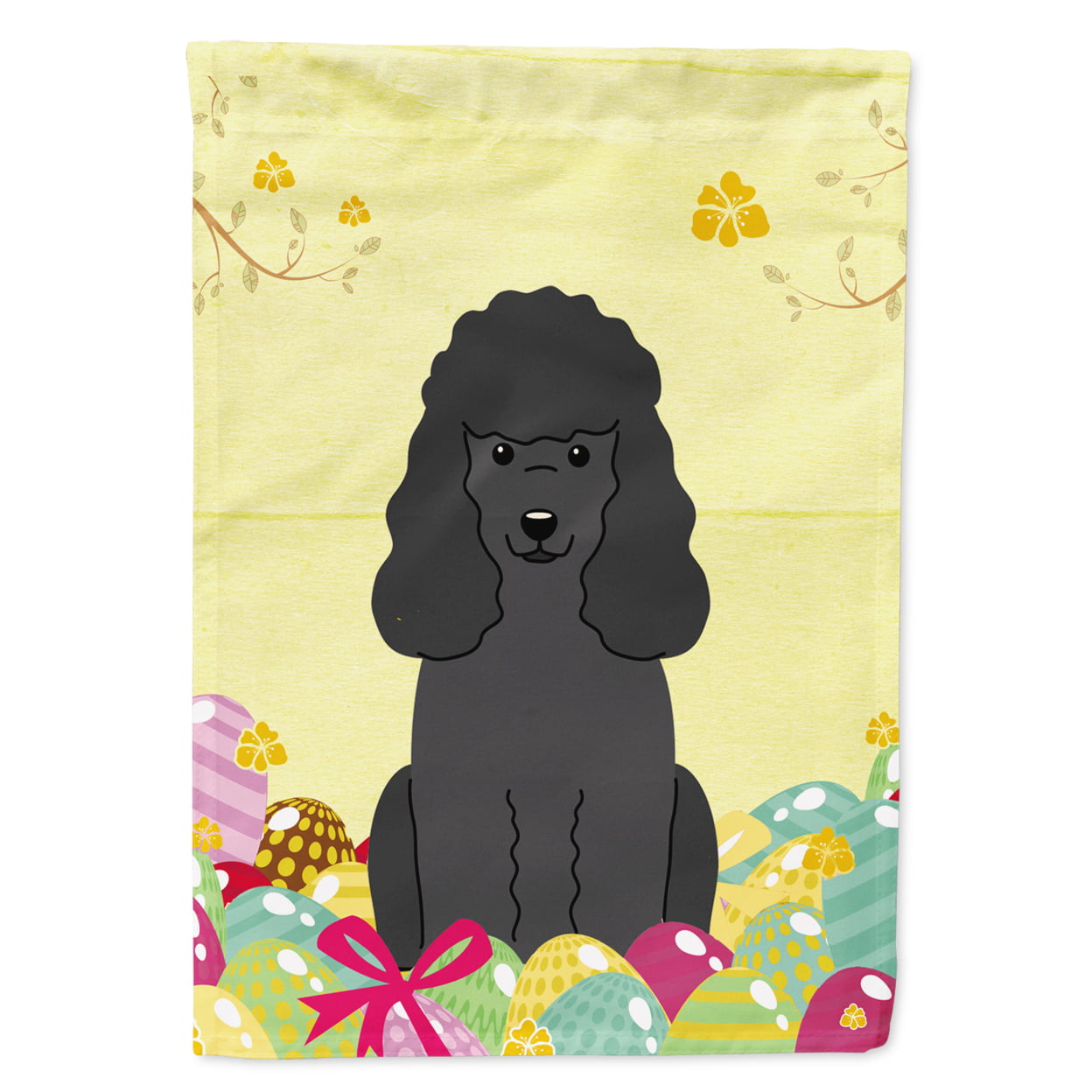 BB6071GF Easter Eggs Poodle Black Garden Size Flag