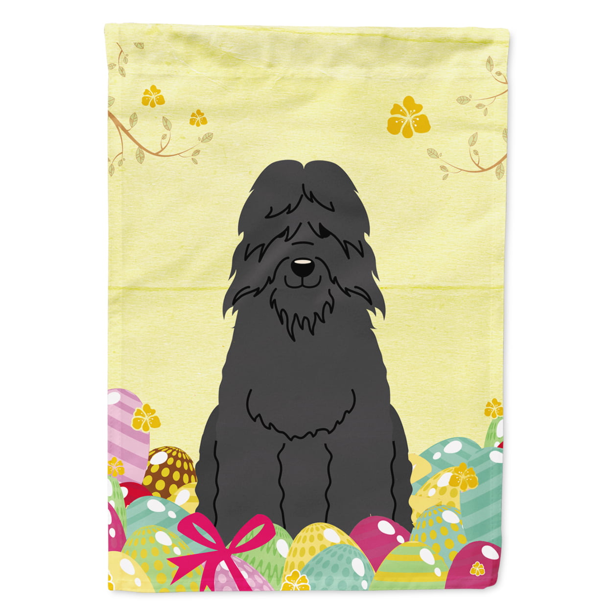BB6074GF Easter Eggs Bouvier Des Flandres Garden Size Flag