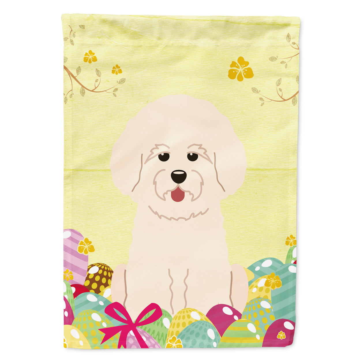 BB6075GF Easter Eggs Bichon Frise Garden Size Flag