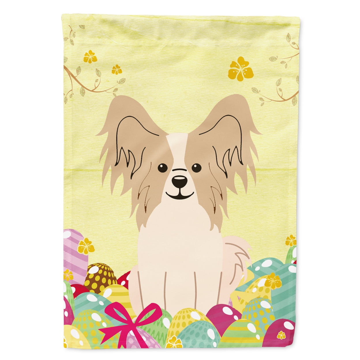 BB6077GF Easter Eggs Papillon Sable White Garden Size Flag