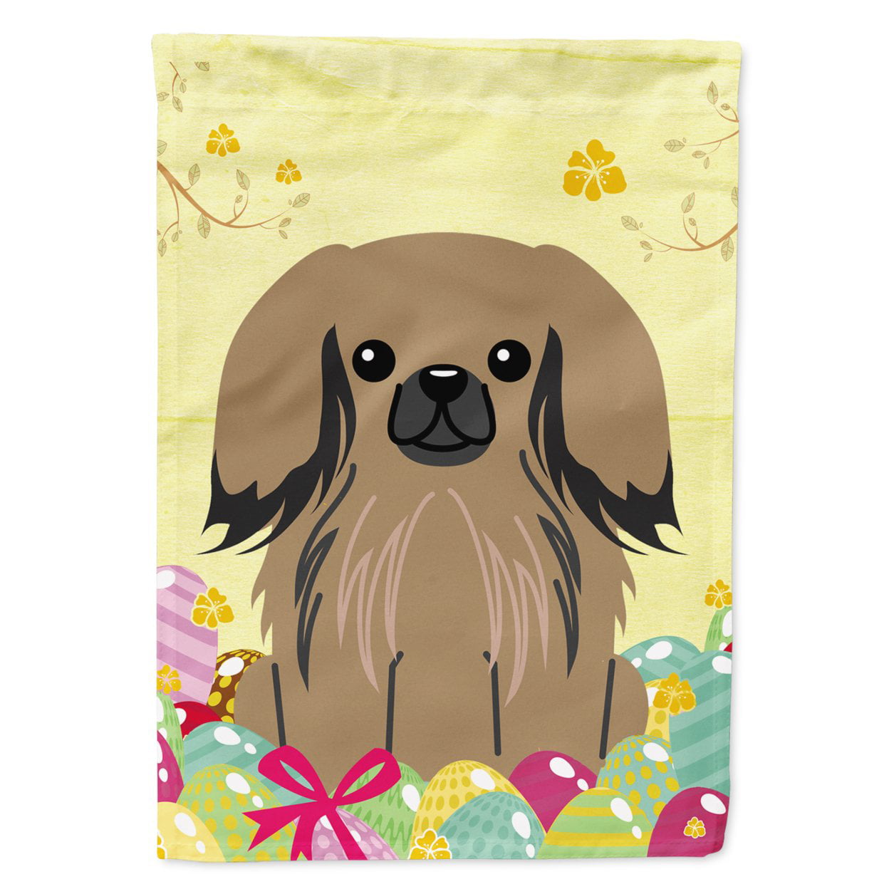 BB6102GF Easter Eggs Pekingnese Tan Garden Size Flag