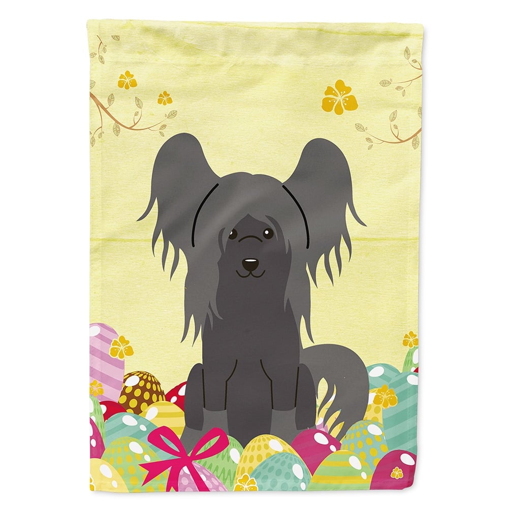 BB6112GF Easter Eggs Chinese Crested Black Garden Size Flag