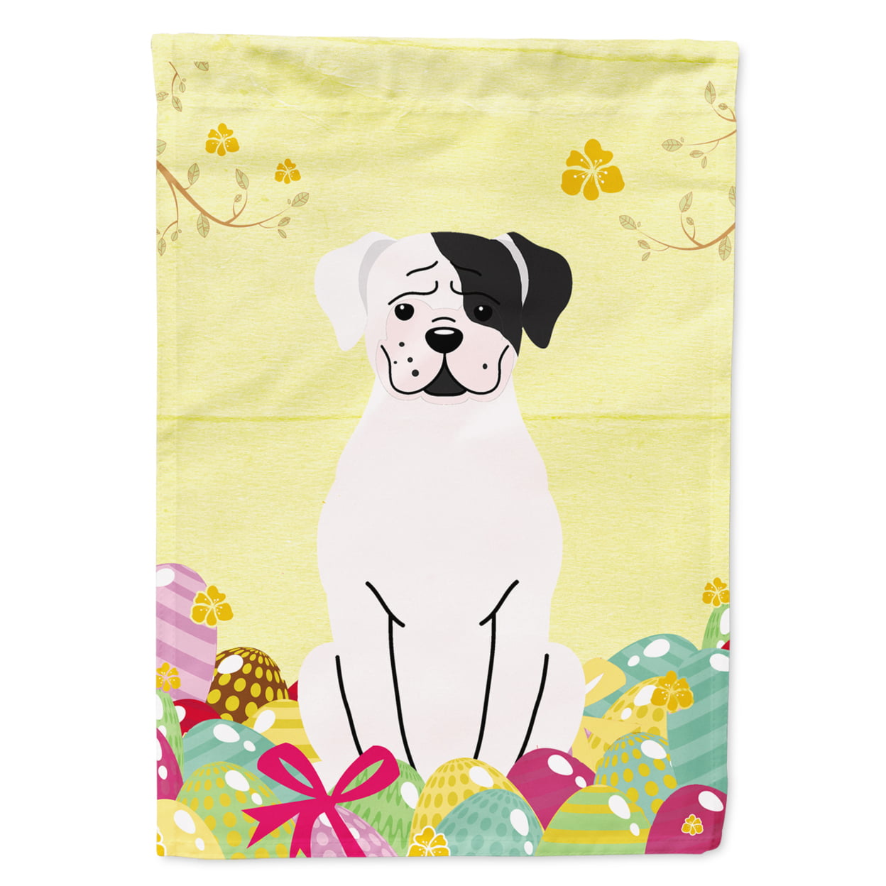 Easter Eggs White Boxer Cooper Garden Size Flag