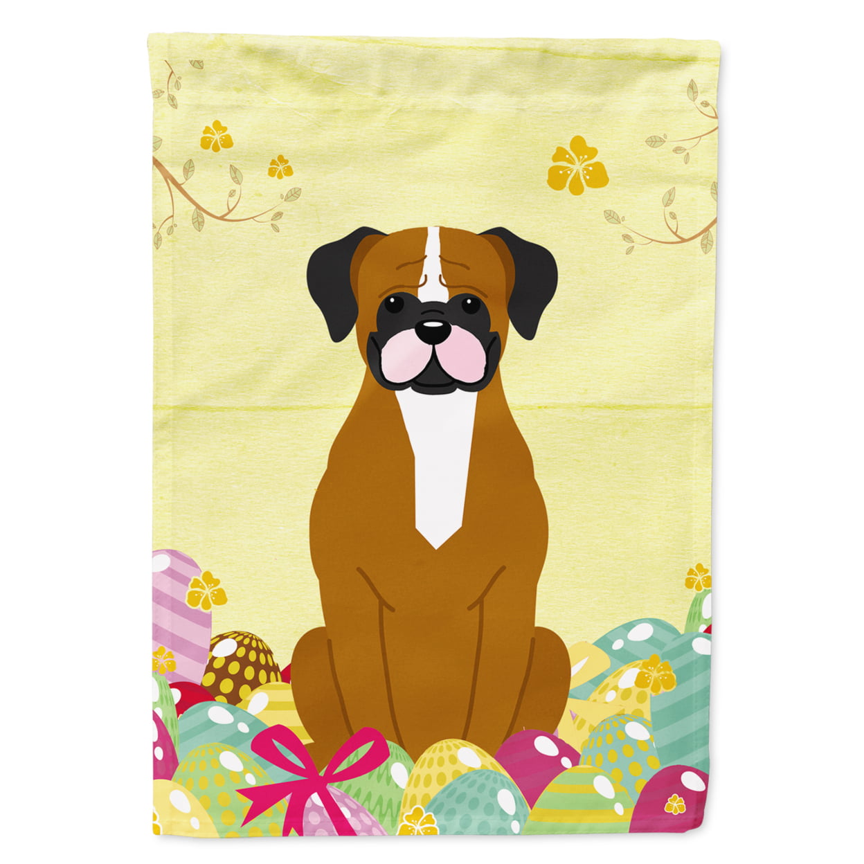 Easter Eggs Flashy Fawn Boxer Garden Size Flag