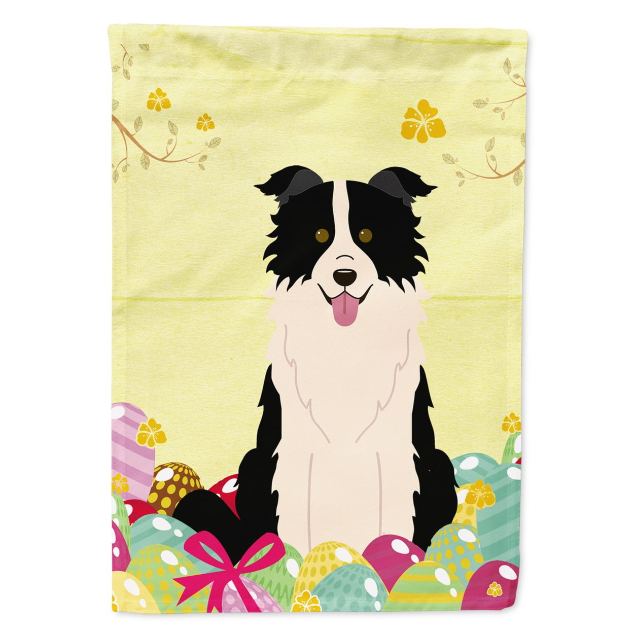 Easter Eggs Border Collie Black White Garden Size Flag
