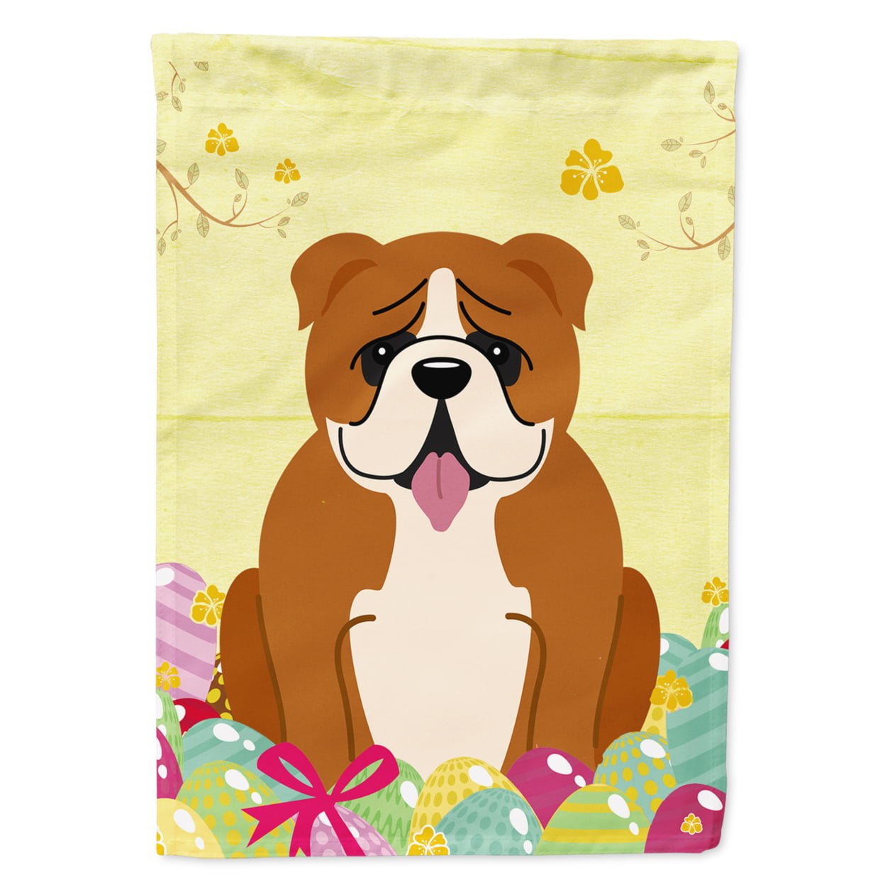 BB6120GF Easter Eggs English Bulldog Red White Garden Size Flag