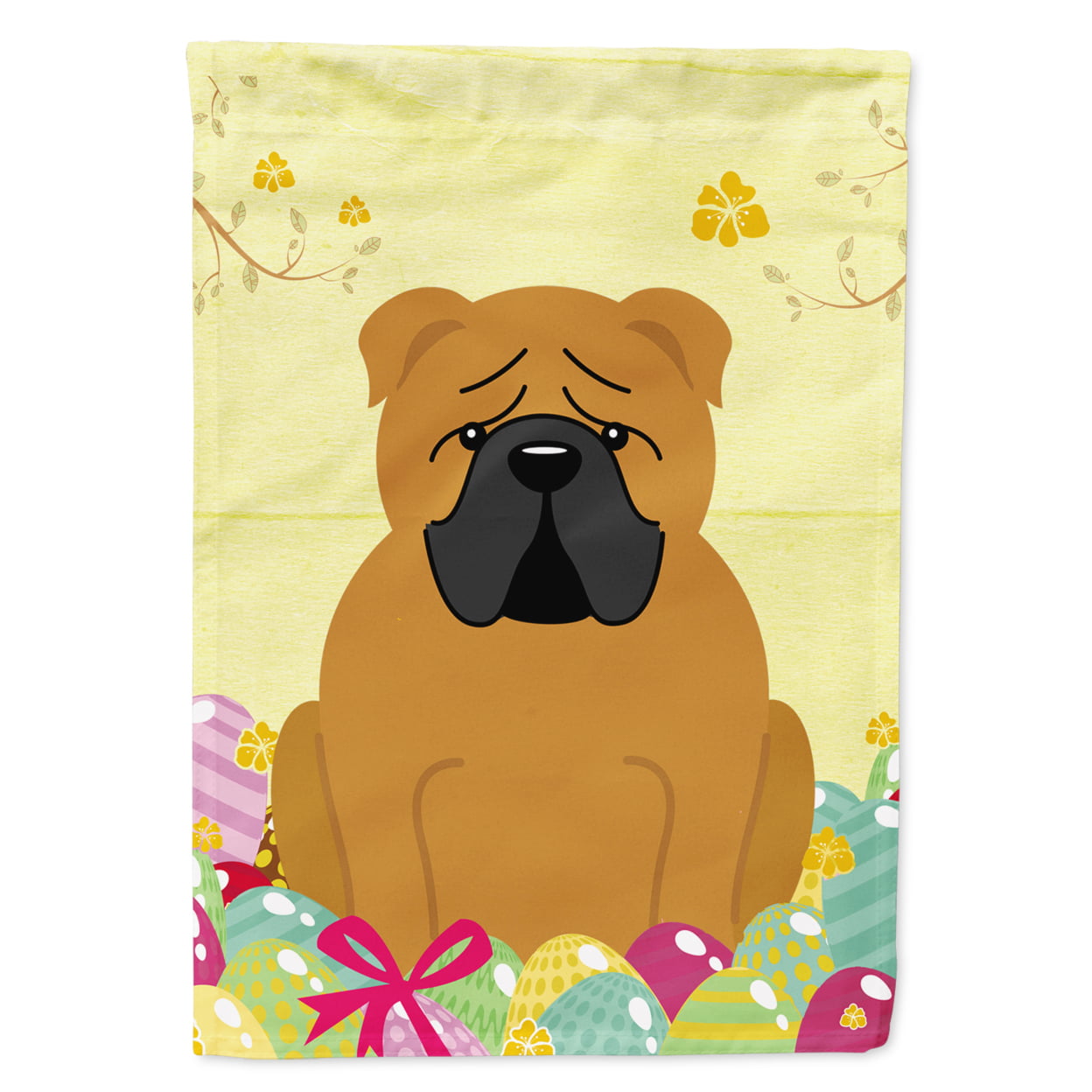 BB6122GF Easter Eggs English Bulldog Red Garden Size Flag