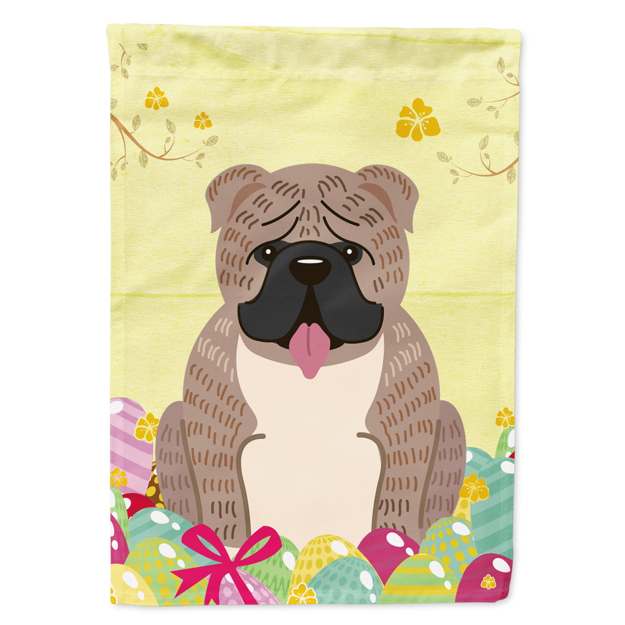 Easter Eggs English Bulldog Grey Brindle Garden Size Flag