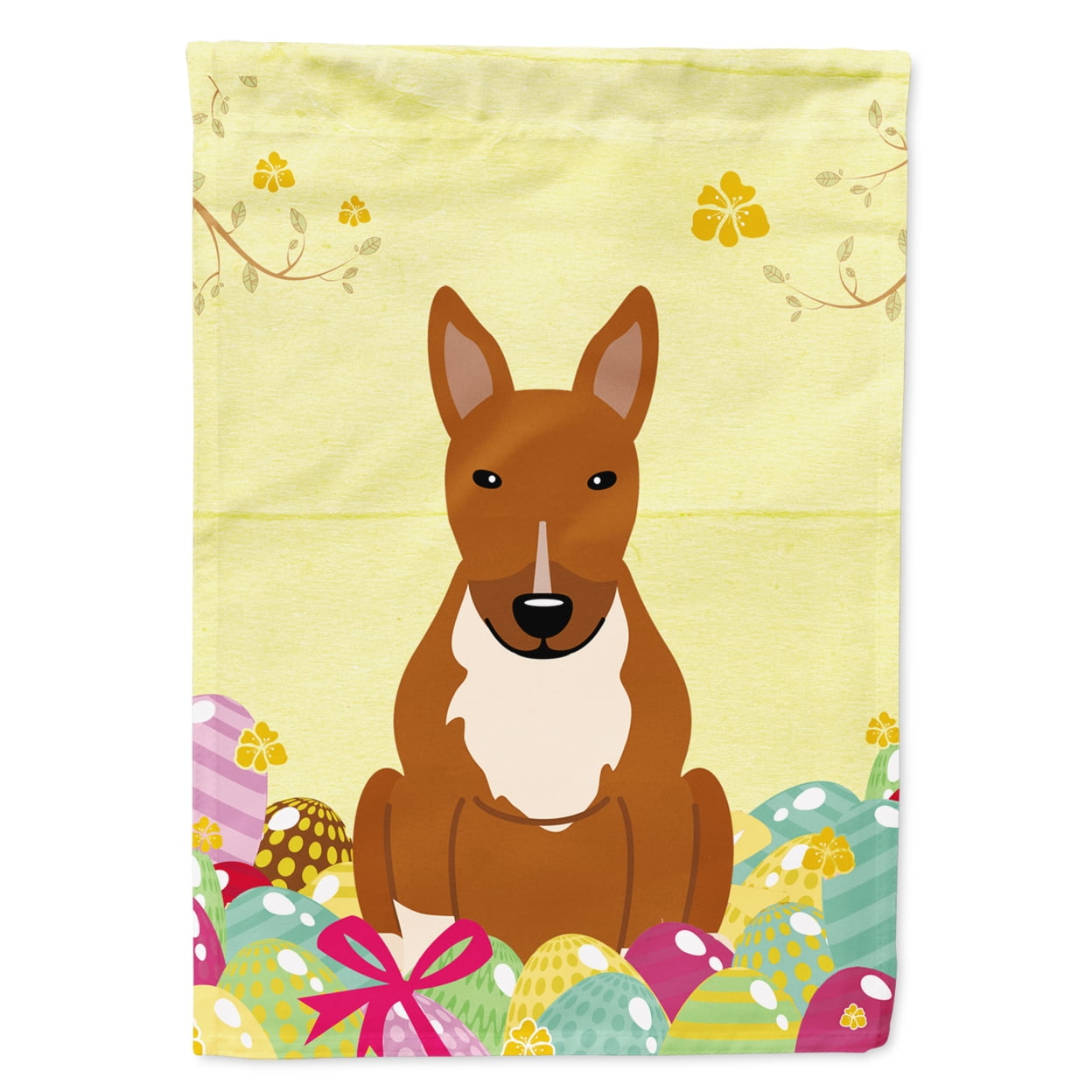 BB6134GF Easter Eggs Bull Terrier Red Garden Size Flag