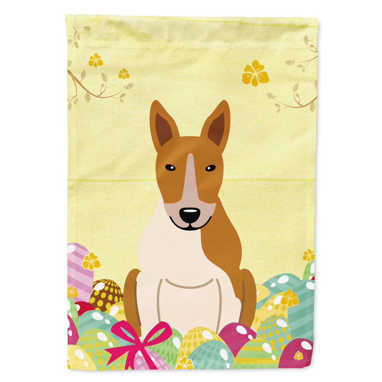 BB6135GF Easter Eggs Bull Terrier Red White Garden Size Flag