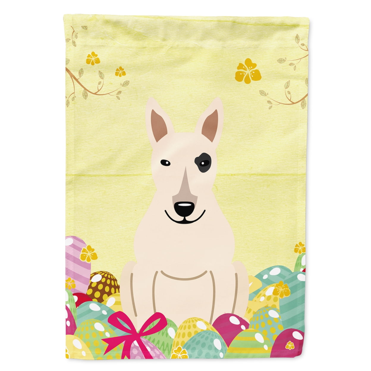 Easter Eggs Bull Terrier White Garden Size Flag