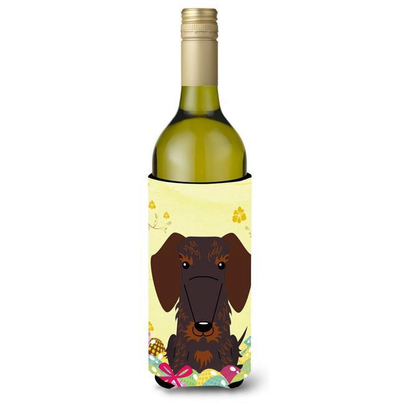 Easter Eggs Wire Haired Dachshund Chocolate Wine Bottle Beverge Insulator Hugger