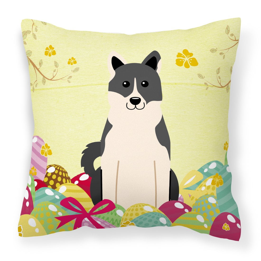 Easter Eggs Russo-European Laika Spitz Fabric Decorative Pillow