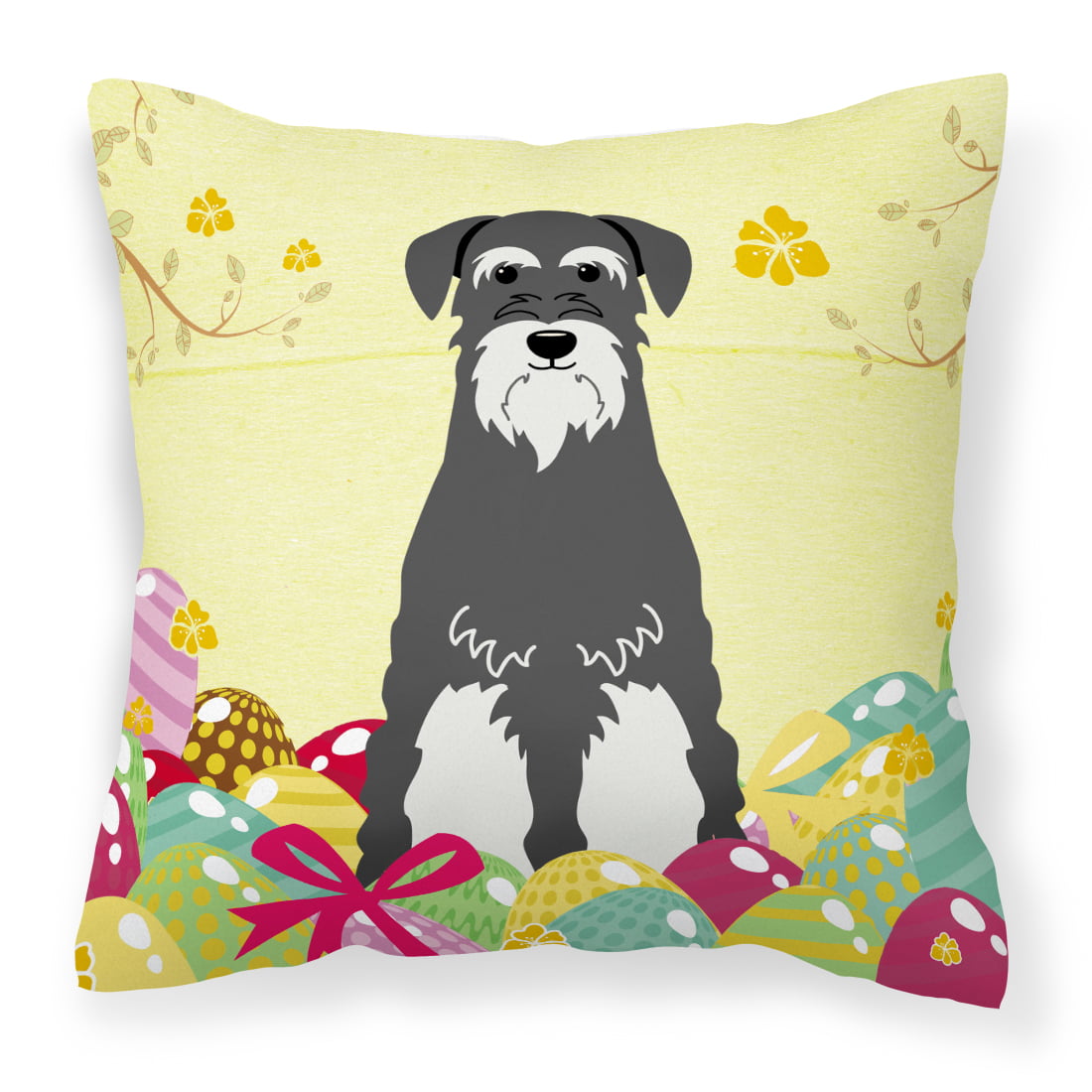 Easter Eggs Standard Schnauzer Salt & Pepper Fabric Decorative Pillow