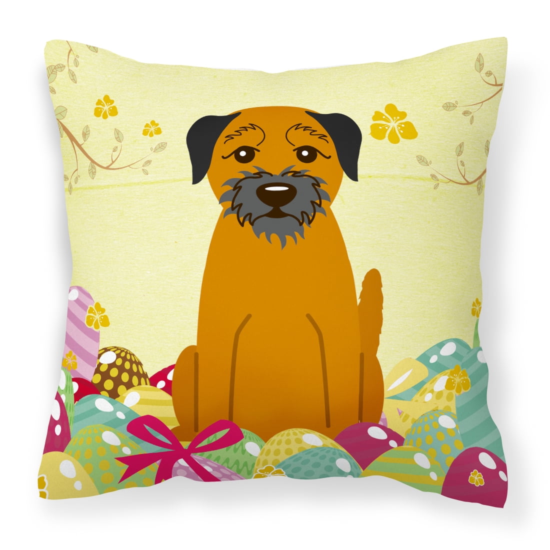 Easter Eggs Border Terrier Fabric Decorative Pillow