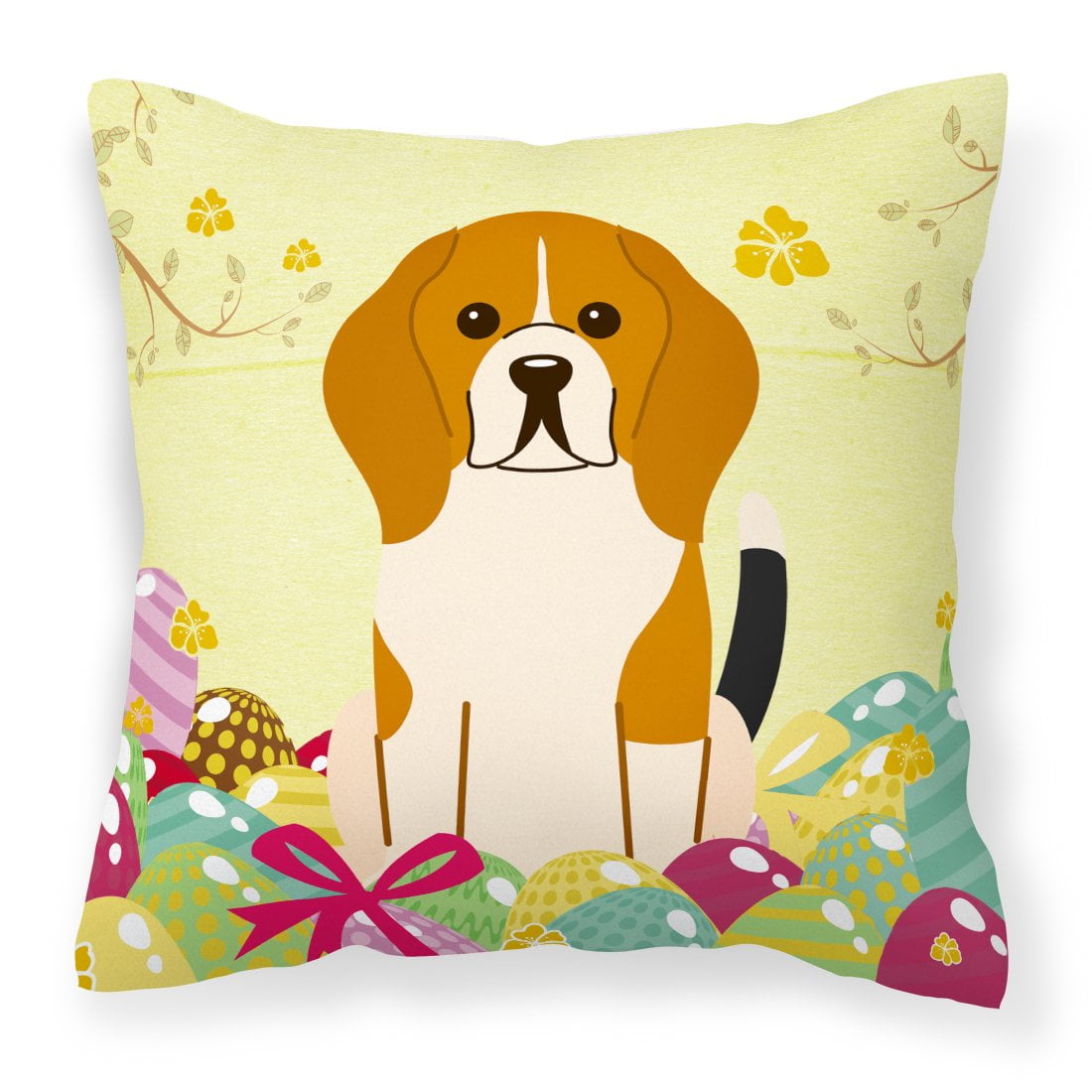 Easter Eggs Beagle Tricolor Fabric Decorative Pillow
