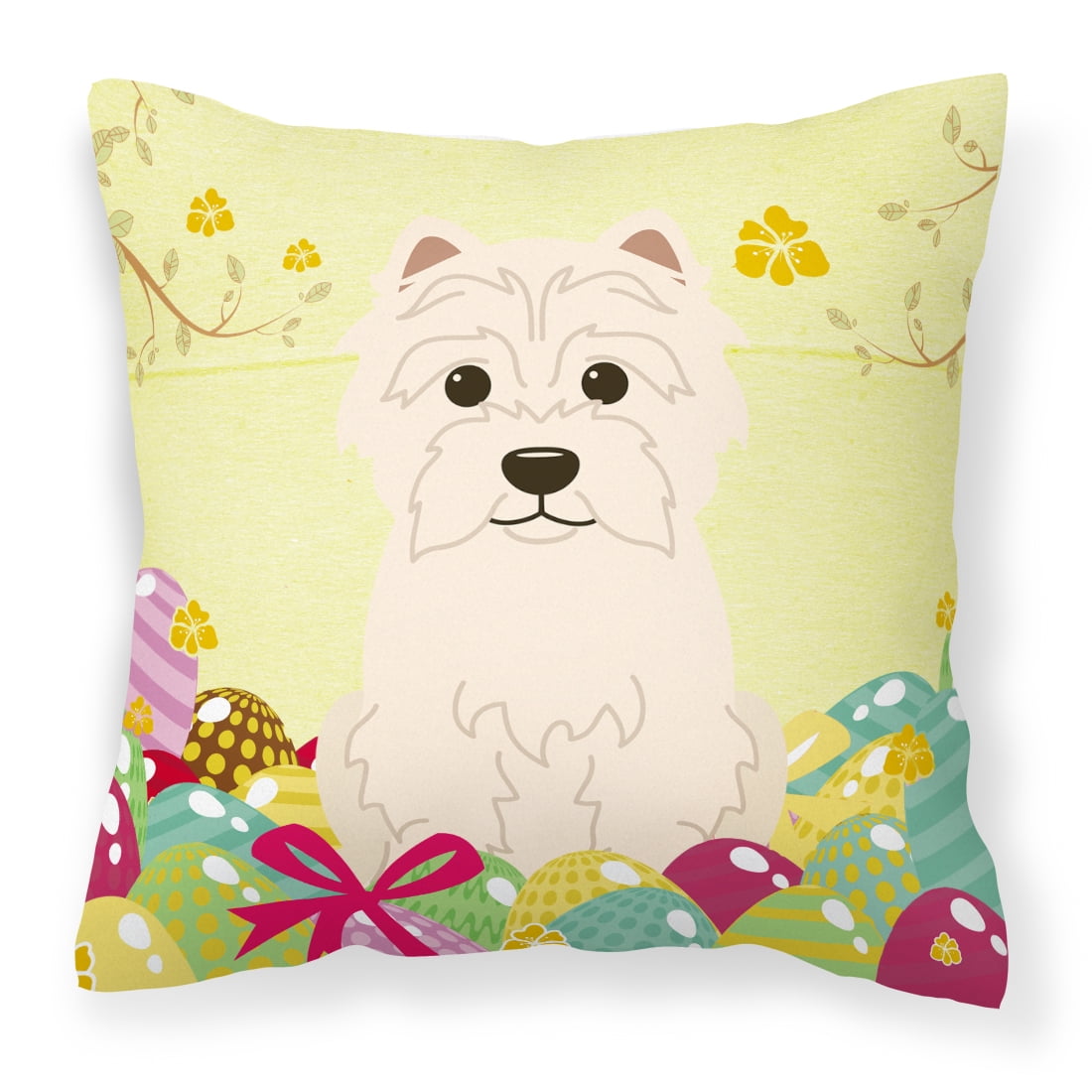 Easter Eggs Westie Fabric Decorative Pillow