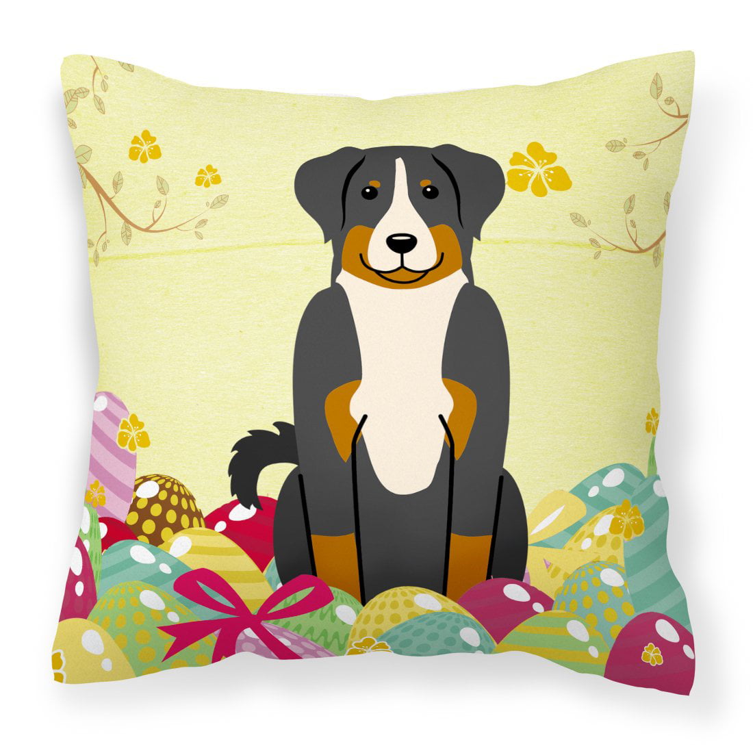 Easter Eggs Appenzeller Sennenhund Fabric Decorative Pillow