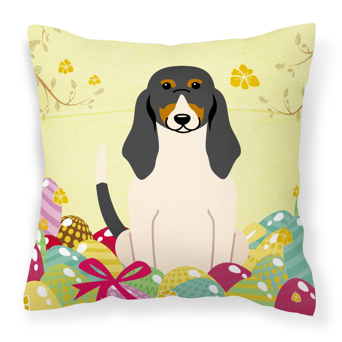 BB6044PW1818 Easter Eggs Swiss Hound Fabric Decorative Pillow