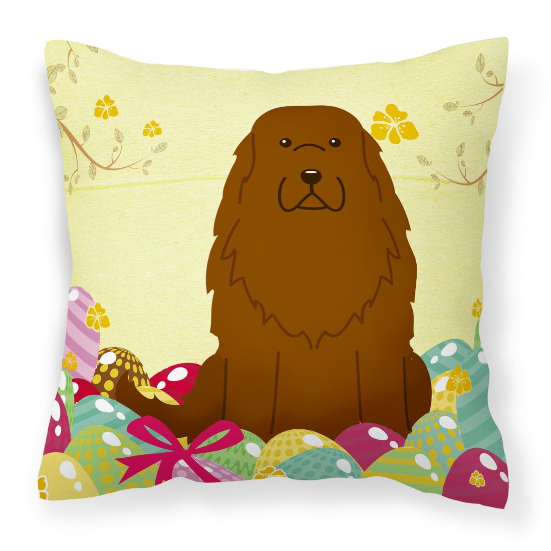 Easter Eggs Caucasian Shepherd Dog Fabric Decorative Pillow