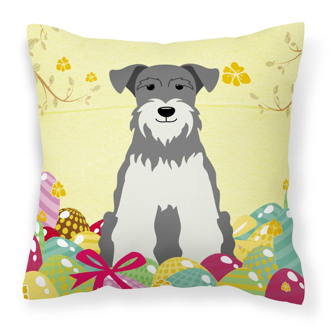 Easter Eggs Miniature Schanuzer Salt & Pepper Fabric Decorative Pillow