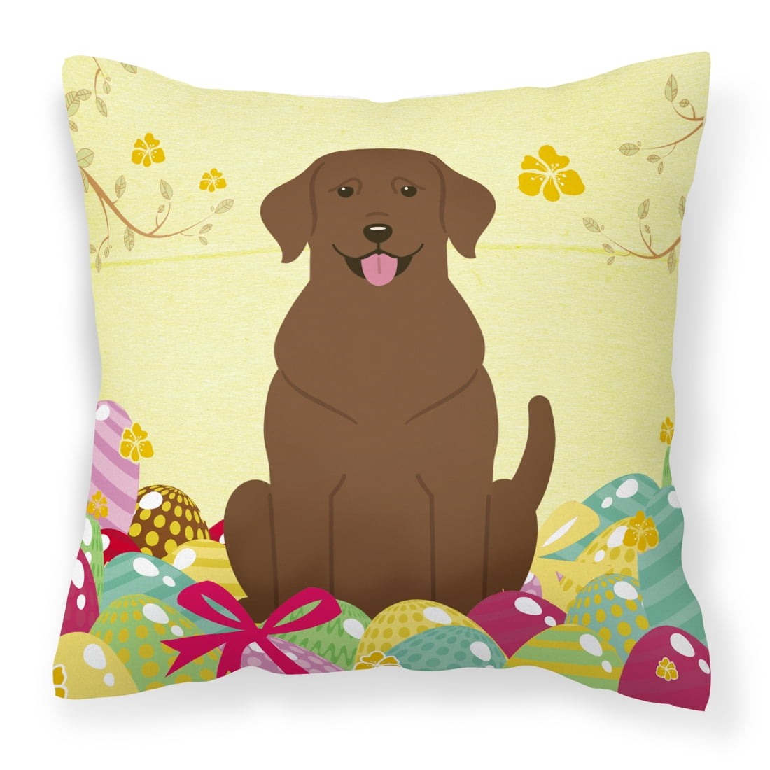 Easter Eggs Chocolate Labrador Fabric Decorative Pillow