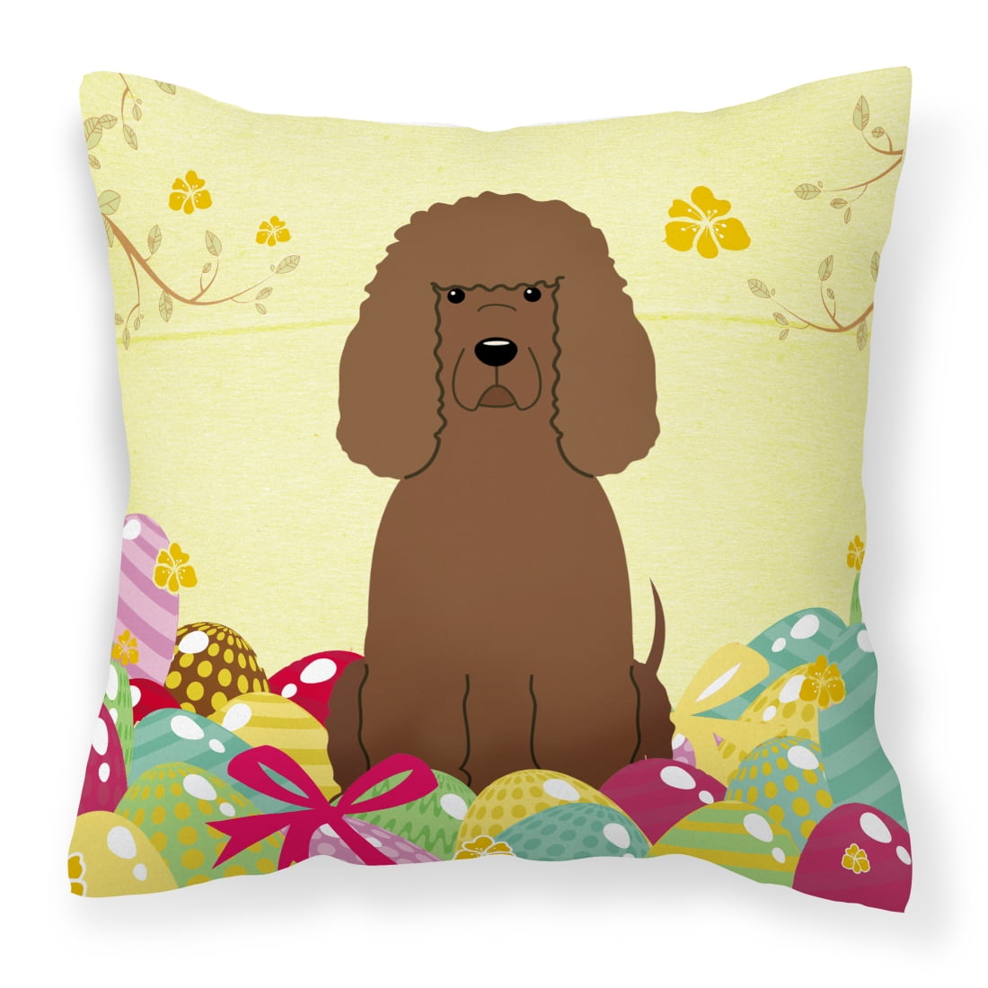 Easter Eggs Irish Water Spaniel Fabric Decorative Pillow