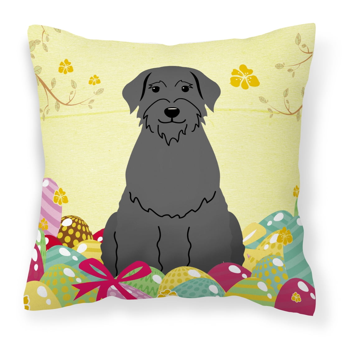 Easter Eggs Giant Schnauzer Fabric Decorative Pillow