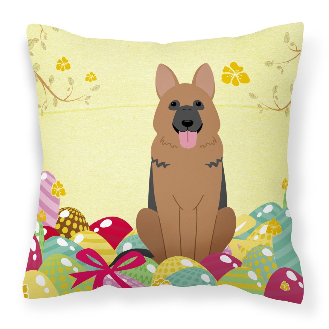 BB6067PW1818 Easter Eggs German Shepherd Fabric Decorative Pillow