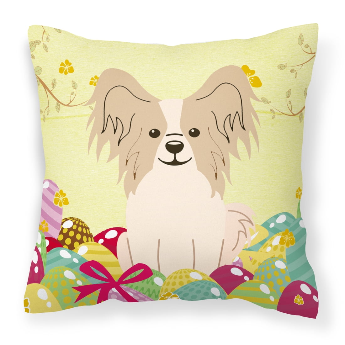 BB6077PW1818 Easter Eggs Papillon Sable White Fabric Decorative Pillow