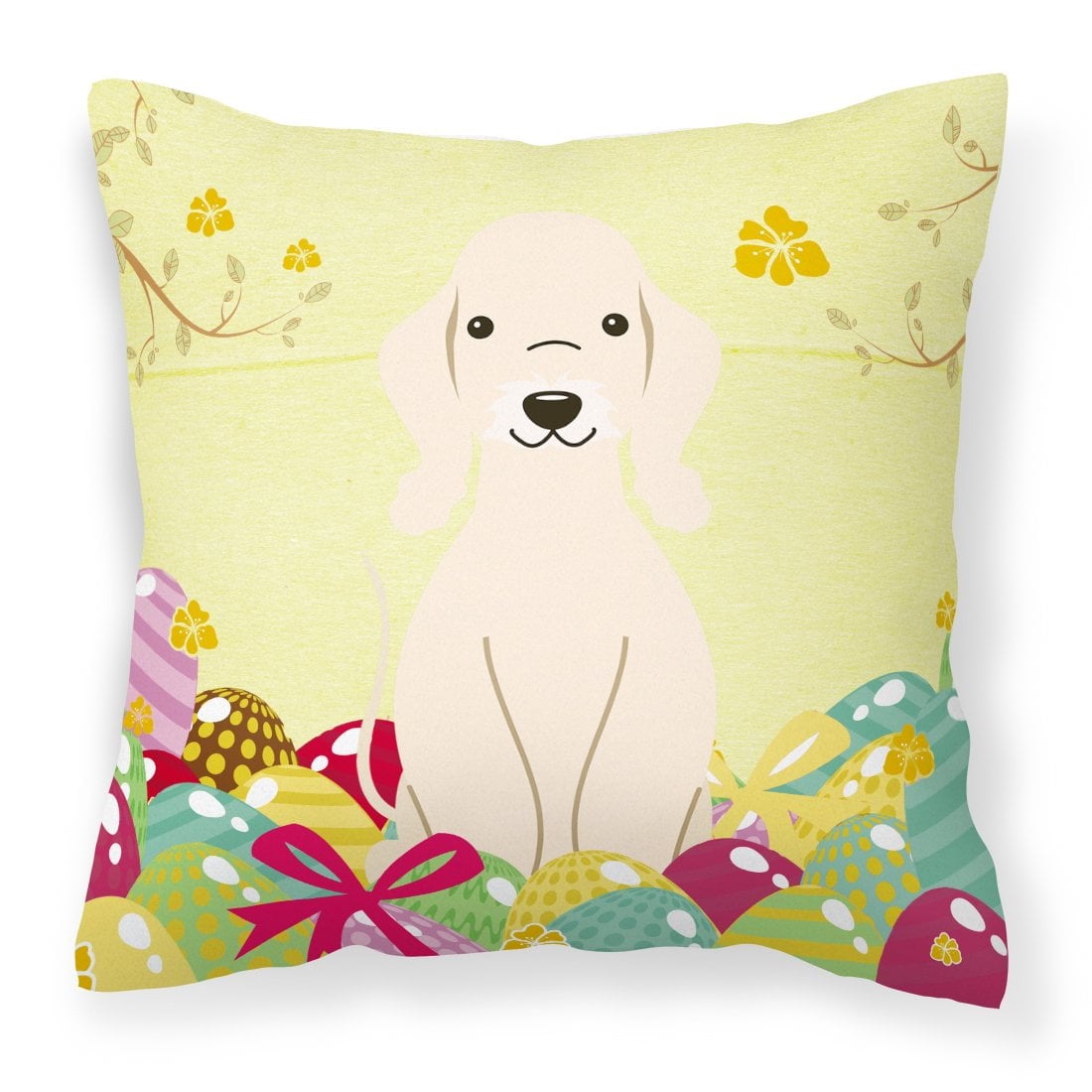 Easter Eggs Bedlington Terrier Sandy Fabric Decorative Pillow