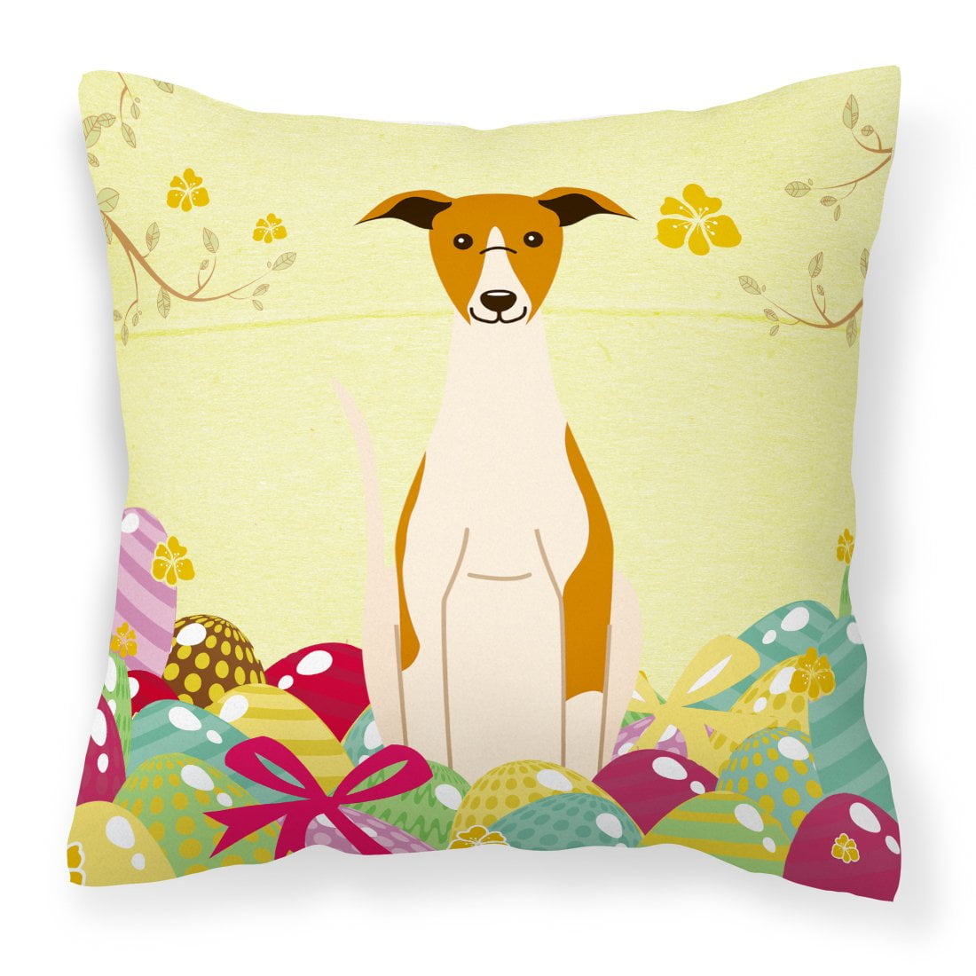 BB6099PW1818 Easter Eggs Whippet Fabric Decorative Pillow