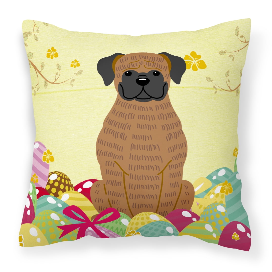 Easter Eggs Brindle Boxer Fabric Decorative Pillow