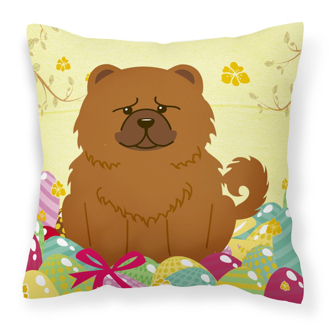 Easter Eggs Chow Chow Red Fabric Decorative Pillow