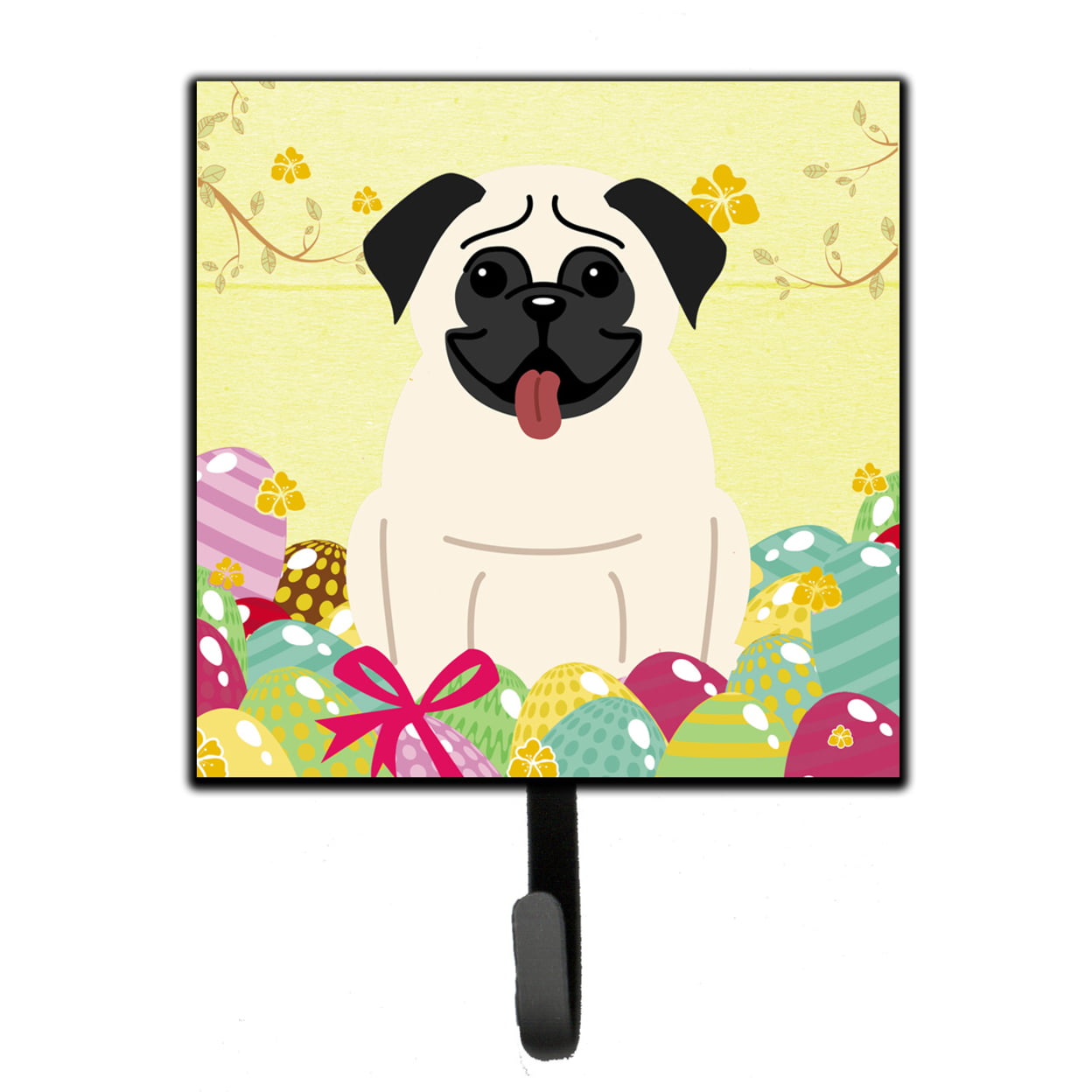 Easter Eggs Pug Cream Leash or Key Holder