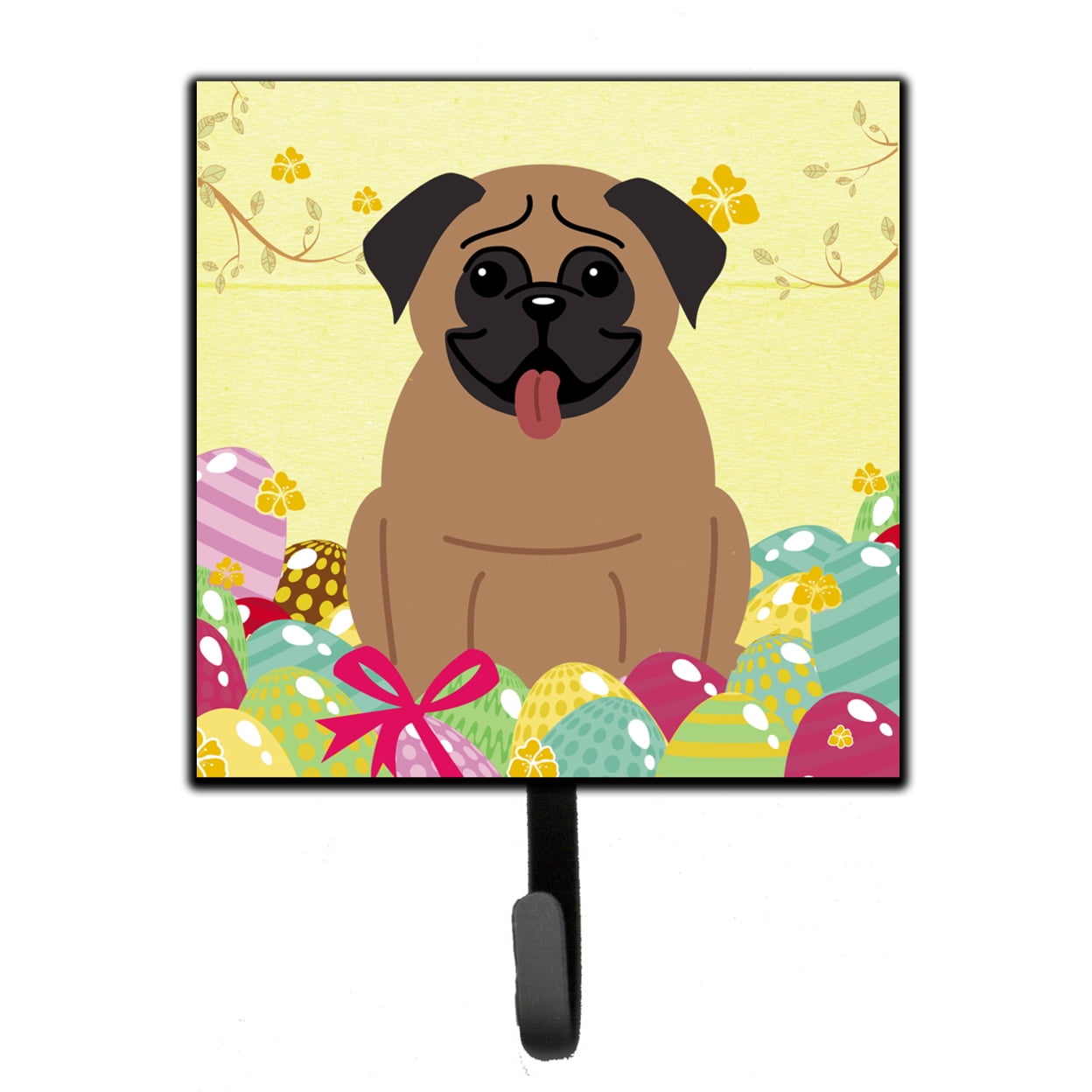 Easter Eggs Pug Brown Leash or Key Holder