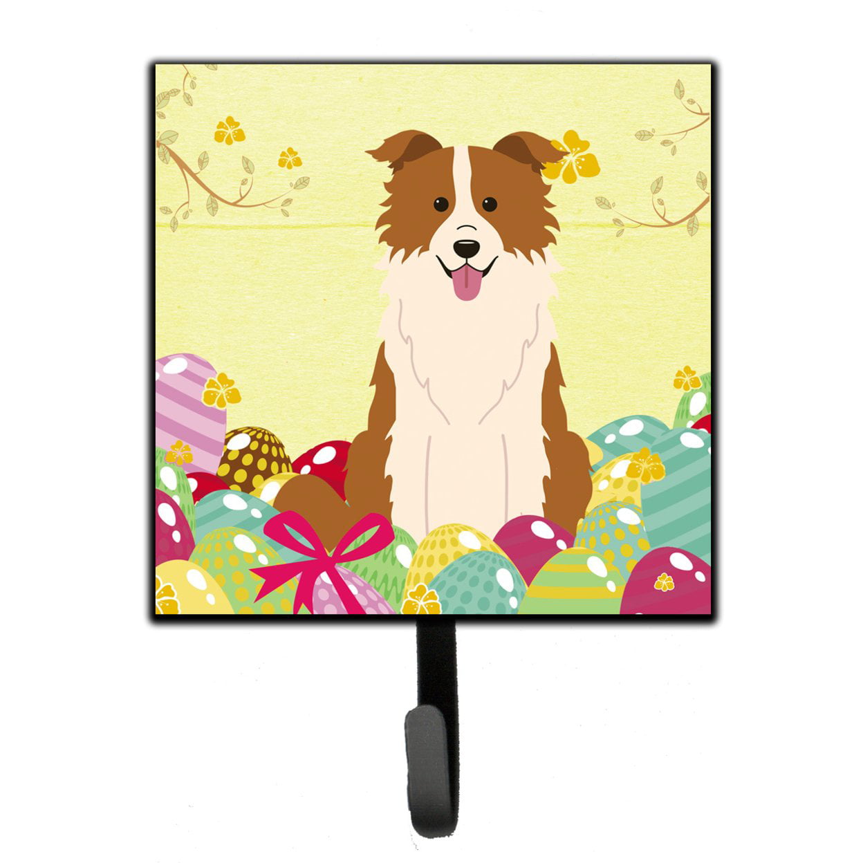Easter Eggs Border Collie Red White Leash or Key Holder