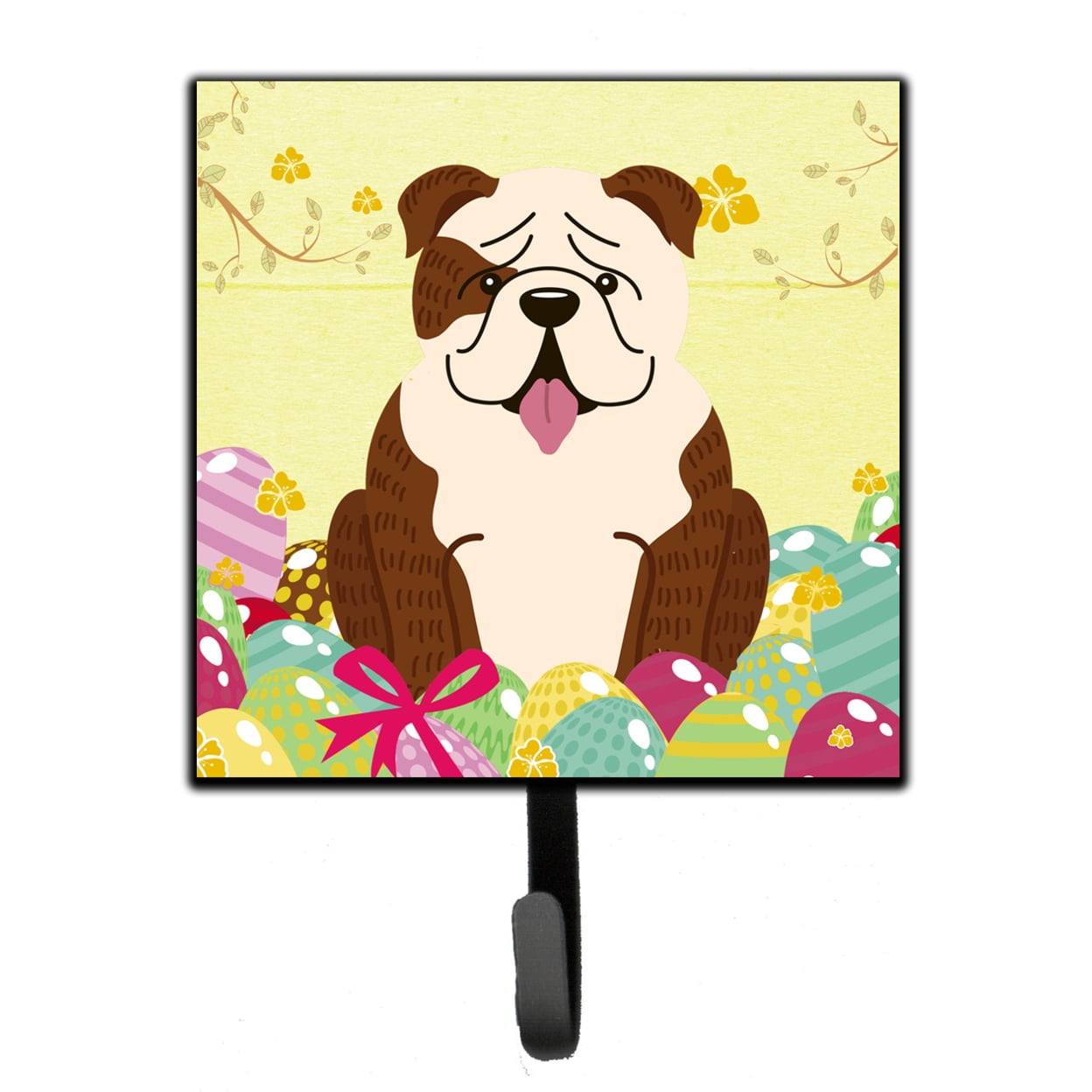 Easter Eggs English Bulldog Brindle White Leash or Key Holder