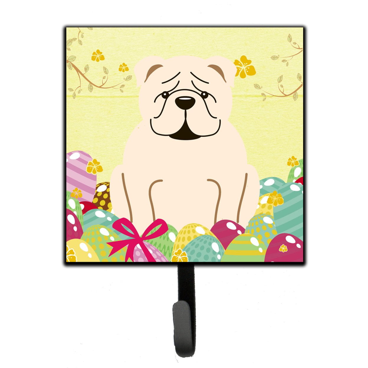 Easter Eggs English Bulldog White Leash or Key Holder