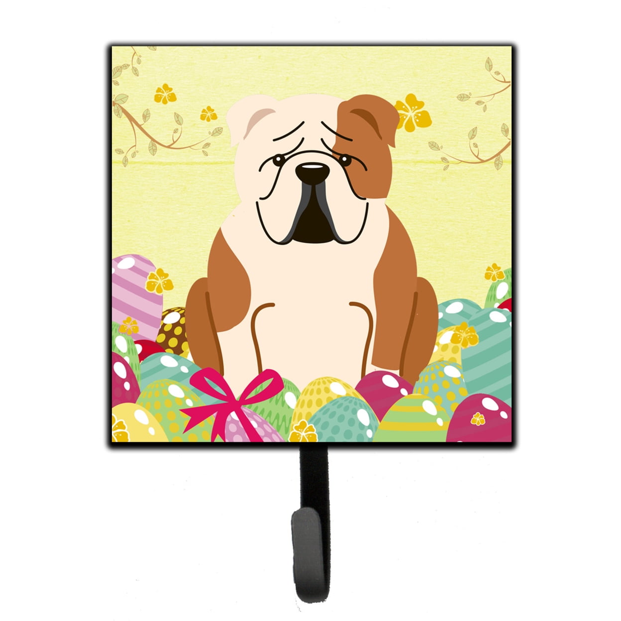 Easter Eggs English Bulldog Fawn White Leash or Key Holder