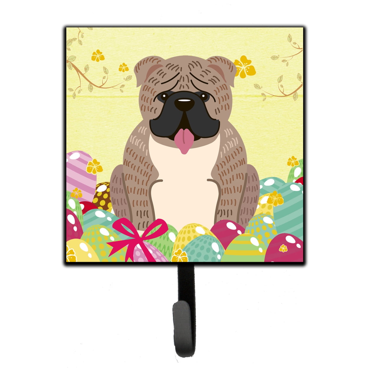 Easter Eggs English Bulldog Grey Brindle Leash or Key Holder