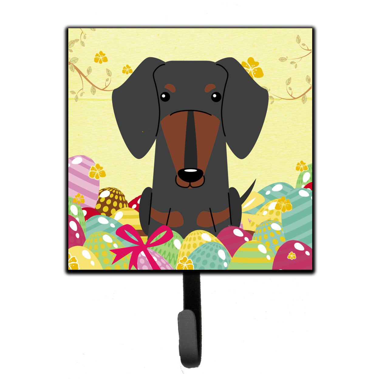 Easter Eggs Dachshund Black Tan Leash or Key Holder