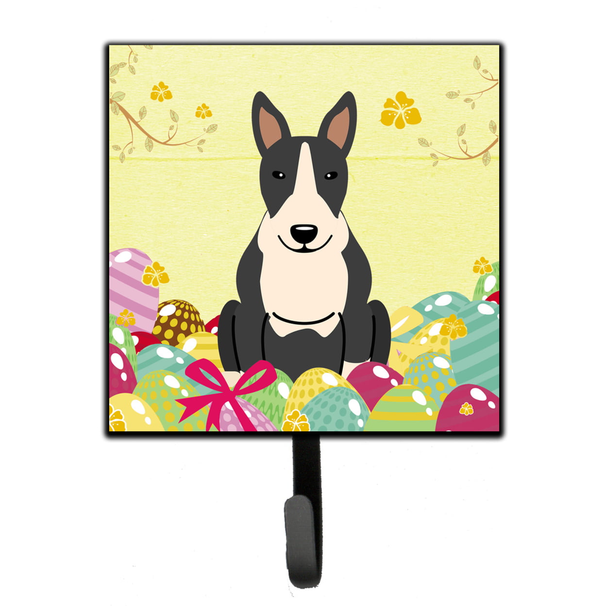 Easter Eggs Bull Terrier Black & White Leash or Key Holder